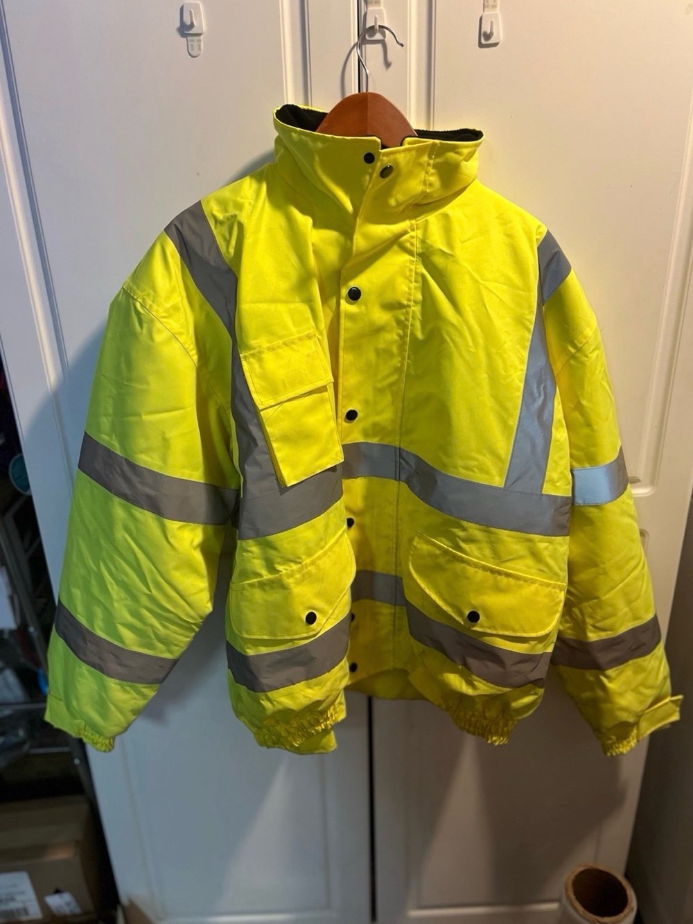 High-Visibility Mens Safety Jacket - Neon Yellow with Reflective Stripes